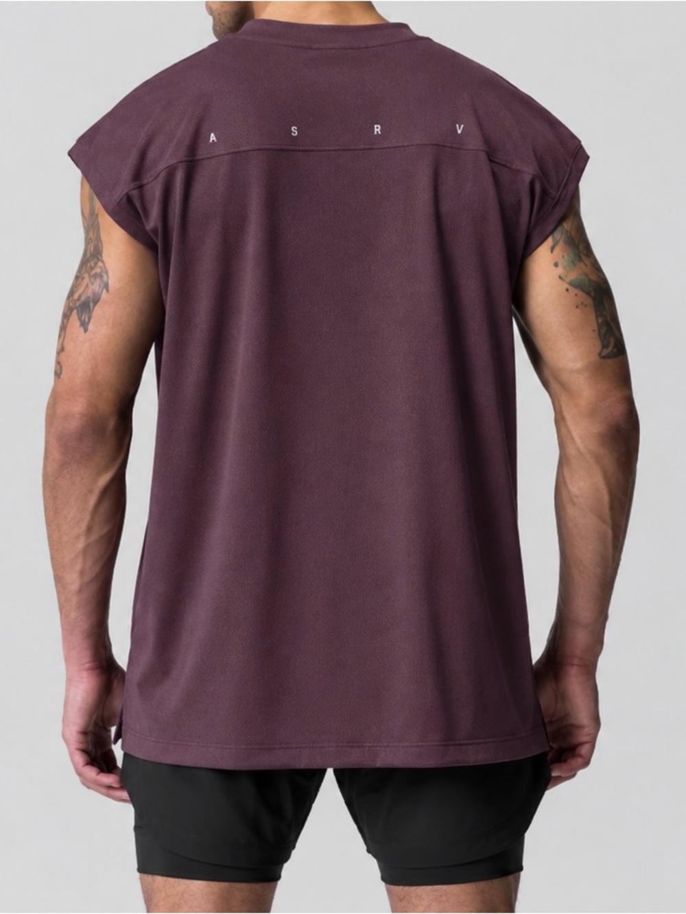ASRV Men’s Silver-Lite 2.0 Oversized Cutoff Tank Top DSG-0663 Purple Size M